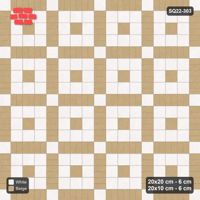 Interlock (Pasco) 20x20 cm · SQ22-303 · 3x3 Panel Grid, Double 20x10 Lines - Ivory & Sand, 340 cm
