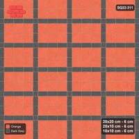 Interlock (Pasco) 20x20 cm · SQ22-311 · 3x2 Panel Grid, 10x10 Crossings, Contrast Lines - Ember