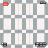 Interlock (Pasco) 20x20 cm · SQ22-313 · 2x3 Panel Grid, Double 20x10 Lines - Salt & Pepper