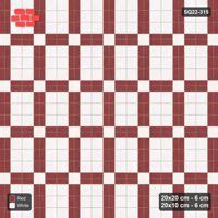 Interlock (Pasco) 20x20 cm · SQ22-315 · 2x3 Panel Grid, Double 20x10 Lines - Burgundy & Ivory