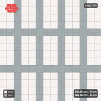 Interlock (Pasco) 20x20 cm · SQ22-318 · 2x4 Panel Grid, Double 20x10 Lines - Salt & Pepper