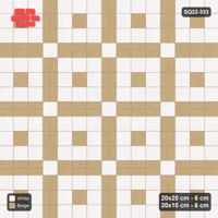 Interlock (Pasco) 20x20 cm · SQ22-333 · 3x3 Panel Grid, Double 20x10 Lines - Ivory & Sand, 300 cm