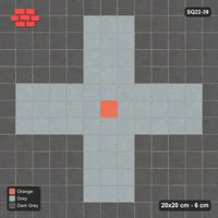 Interlock (Pasco) 20x20 cm · SQ22-39 · Slate Cross with Coral Core