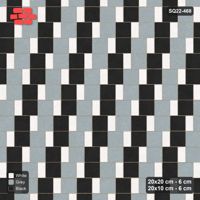Interlock (Pasco) 20x20 cm · SQ22-468 · Square Pair + Half-Plank Step, Checker, Left - Tuxedo