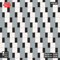Interlock (Pasco) 20x20 cm · SQ22-497 · Square Pair + Half-Plank Step, Checker, Right - Tuxedo