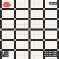 Interlock (Pasco) 20x20 cm · SQ22-504 · Panel Grid 3x2, Dark Lines, Accent Crossings - Tuxedo + Kerb