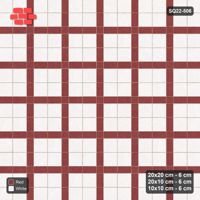 Interlock (Pasco) 20x20 cm · SQ22-506 · Panel Grid 2x2, Dark Half-Plank Lines - Burgundy & Ivory