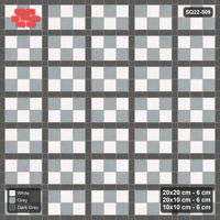 Interlock (Pasco) 20x20 cm · SQ22-509 · Panel Grid 3x2, Dark Lines, Chequered Panels - Monochrome