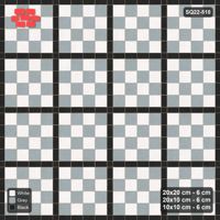 Interlock (Pasco) 20x20 cm · SQ22-510 · Panel Grid 4x4, Dark Lines, Chequered Panels - Tuxedo