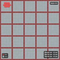 Interlock (Pasco) 20x20 cm · SQ22-515 · Panel Grid 4x4, Dark Half-Plank Lines - Brick & Ash
