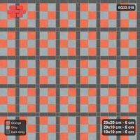 Interlock (Pasco) 20x20 cm · SQ22-518 · Panel Grid 2x3, Dark Lines, Chequered Panels - Sunset Slate