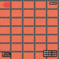 Interlock (Pasco) 20x20 cm · SQ22-519 · Panel Grid 3x2, Dark Half-Plank Lines, Mixed Edge - Ember