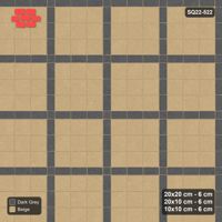 Interlock (Pasco) 20x20 cm · SQ22-522 · Panel Grid 3x3, Dark Half-Plank Lines - Stone & Earth