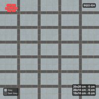Interlock (Pasco) 20x20 cm · SQ22-524 · Panel Grid 3x2, Dark Half-Plank Lines - Charcoal Edge + Kerb