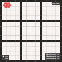 Interlock (Pasco) 20x20 cm · SQ22-530 · Panel Grid 4x4, Dark Half-Plank Lines, Mixed Edge - Contrast