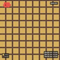 Interlock (Pasco) 20x20 cm · SQ22-531 · Panel Grid 2x2, Dark Half-Plank Lines, Mixed Edge - Harvest