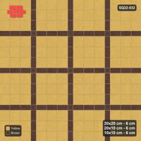 Interlock (Pasco) 20x20 cm · SQ22-532 · Panel Grid 3x3, Dark Half-Plank Lines - Harvest + Kerb