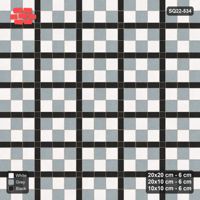 Interlock (Pasco) 20x20 cm · SQ22-534 · Panel Grid 3x2, Dark Lines, Chequered Panels - Tuxedo