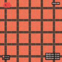 Interlock (Pasco) 20x20 cm · SQ22-536 · Panel Grid 2x2, Dark Half-Plank Lines - Burnt Clay + Kerb