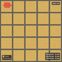 Interlock (Pasco) 20x20 cm · SQ22-540 · Panel Grid 4x4, Dark Half-Plank Lines - Mustard Slate + Kerb
