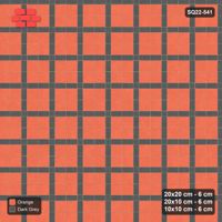 Interlock (Pasco) 20x20 cm · SQ22-541 · Panel Grid 2x2, Dark Half-Plank Lines, Mixed Edge - Ember