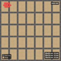 Interlock (Pasco) 20x20 cm · SQ22-543 · Panel Grid 2x3, Dark Half-Plank Lines - Stone & Earth