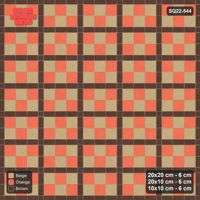 Interlock (Pasco) 20x20 cm · SQ22-544 · Panel Grid 3x2, Dark Lines, Chequered Panels - Autumn + Kerb