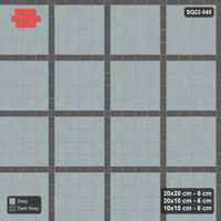 Interlock (Pasco) 20x20 cm · SQ22-545 · Panel Grid 4x4, Dark Half-Plank Lines - Charcoal Edge