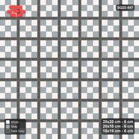 Interlock (Pasco) 20x20 cm · SQ22-547 · Panel Grid 3x3, Dark Lines, Chequered Panels - Monochrome