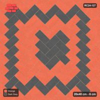 Interlock (Pasco) 20x40 cm · RC24-127 · Herringbone 45, central medallion - Ember