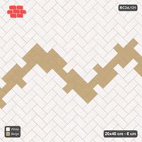 Interlock (Pasco) 20x40 cm · RC24-131 · Herringbone 45, wide zig-zag band - Ivory & Sand