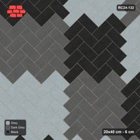 Interlock (Pasco) 20x40 cm · RC24-132 · Herringbone 45, 120 cm colour checker - Graphite Scale