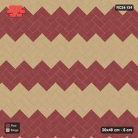 Interlock (Pasco) 20x40 cm · RC24-134 · Herringbone 45, 80 cm colour bands - Terracotta