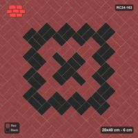 Interlock (Pasco) 20x40 cm · RC24-163 · Diagonal parquet, central medallion - Red & Black