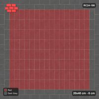 Interlock (Pasco) 20x40 cm · RC24-198 · Vertical stack field with 2-course stretcher border - Rust & Charcoal