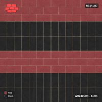 Interlock (Pasco) 20x40 cm · RC24-217 · Running bond 1/2 with soldier course every 3 courses - Red & Black