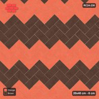Interlock (Pasco) 20x40 cm · RC24-230 · Herringbone 45, 60 cm colour bands with kerb frame - Burnt Clay