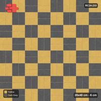 Interlock (Pasco) 20x40 cm · RC24-233 · Double basketweave, block checker with kerb frame - Mustard Slate