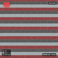 Interlock (Pasco) 20x40 cm · RC24-236 · Running bond 1/2, three-colour courses with kerb frame - Urban Brick