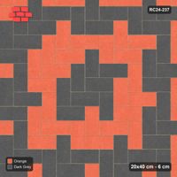Interlock (Pasco) 20x40 cm · RC24-237 · Herringbone 90, central medallion with kerb frame - Ember