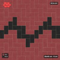 Interlock (Pasco) 20x40 cm · RC24-241 · Herringbone 90, zig-zag band with kerb frame - Red & Black