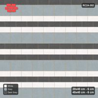 Interlock (Pasco) 20x40 cm · RC24-352 · Three-Course Running Plank Rows between Slab Rows - Monochrome