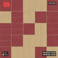 Interlock (Pasco) 20x40 cm · RC24-355 · Radial Pairs with Reverse Diagonal Slab Inlays and Kerb Frame - Terracotta