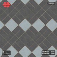 Interlock (Pasco) 20x40 cm · RC24-369 · 45 Degree Row-Alternating Pairs with Sparse Diagonal Slab Inlays and Kerb Frame - Charcoal Edge