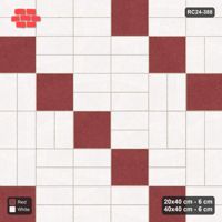 Interlock (Pasco) 20x40 cm · RC24-388 · Concentric Pairs with Sparse Diagonal Slab Inlays - Burgundy & Ivory