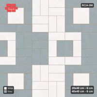 Interlock (Pasco) 20x40 cm · RC24-390 · Picture-Frame Modules with Slab Centres Alternating Columns with Basketweave in Staggered Rows - Salt & Pepper