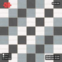 Interlock (Pasco) 20x40 cm · RC24-392 · Stacked Rows with Reverse Diagonal Slab Inlays - Monochrome