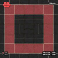 Interlock (Pasco) 20x40 cm · RC24-404 · Concentric Pairs Field with Plank Border and Slab Border - Red & Black