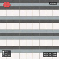 Interlock (Pasco) 20x40 cm · RC24-408 · Staggered Mixed Stacked Plank Rows between Slab Rows - Monochrome