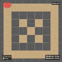 Interlock (Pasco) 20x40 cm · RC24-416 · Row-Alternating Pairs Field with Plank Border and Soldier Border and Slab Border - Stone & Earth